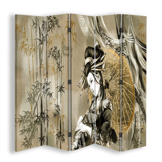 Rumdeler Dobbeltsidet, Geisha og bambus - (180x170)