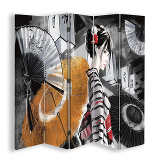 Rumdeler Dobbeltsidet, Geisha med vifte - (180x170)