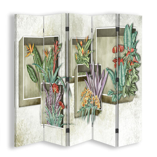 Rumdeler Dobbeltsidet, Firkantede hylder med blomster - (180x170)
