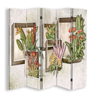 Rumdeler Dobbeltsidet, Firkantede hylder med blomster - (180x170)