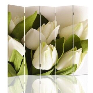 Rumdeler Dobbeltsidet, Hvide tulipaner Blomster - (180x170)