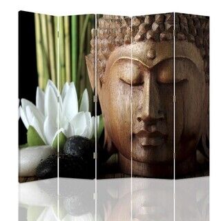 Rumdeler Dobbeltsidet, Blomster med Buddha-ansigt - (180x170)