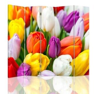 Rumdeler Dobbeltsidet, Farverige tulipaner blomster - (180x170)