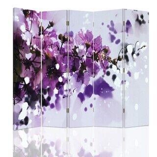 Rumdeler Dobbeltsidet, Malet blomst i beige - (180x170)