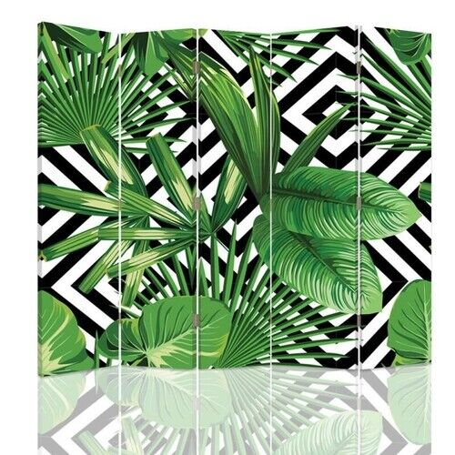 Rumdeler Dobbeltsidet, Blad Geometrisk Grøn - (180x170)