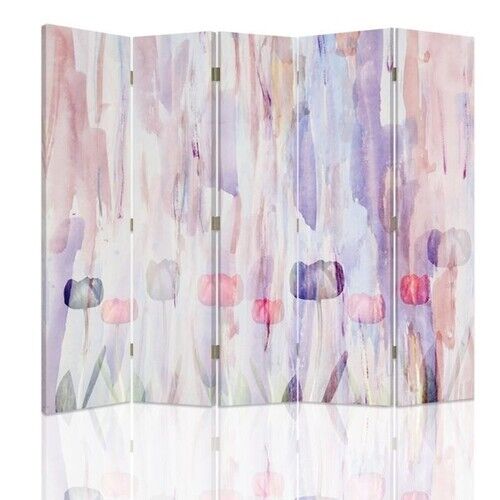 Rumdeler Dobbeltsidet, Malede blomster i pastelfarver - (180x170)