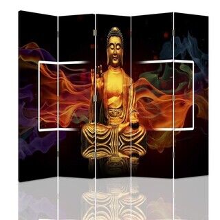 Rumdeler Dobbeltsidet, Buddha Guld Abstraktion - (180x170)