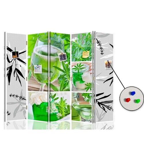 Rumdeler Dobbeltsidet PIN IT, Zen-spa med grønt blad - (180x170)