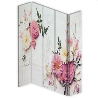 Rumdeler Dobbeltsidet roterbar, Lyserøde vintage blomster - (180x170)