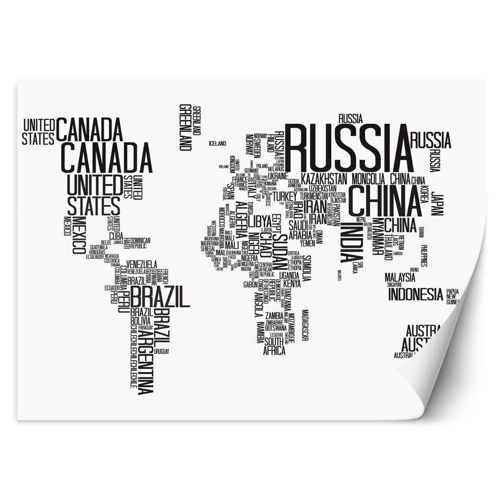 Fototapet, Verdenskort sort-hvid | TF_00383 | Se mere her