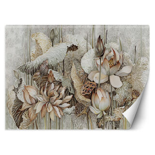 Fototapet, Lotusblomster Beige Brun