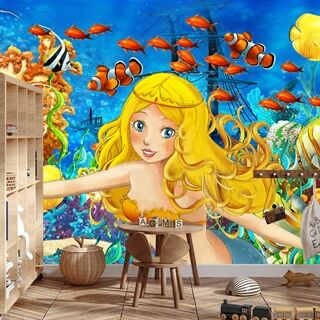 Photo wallpaper For Children - Siren And Fish FT-1140-FALL