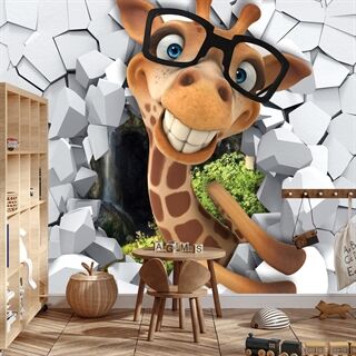 Photo wallpaper Laughing Giraffe With Glasses FT-2362-FALL