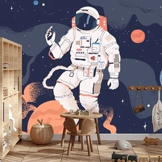 Fototapet Astronaut I Rummet Og Planeterne