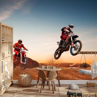 Fototapet Motorcykler I Ørkenen