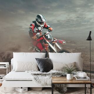 Fototapet Motocross-Kører I Ørkenen