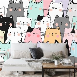 Photo wallpaper Colorful Cartoon Cats FT-3346-FALL