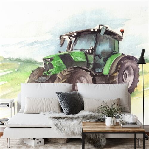 Fototapet Traktor Malet I Akvarel