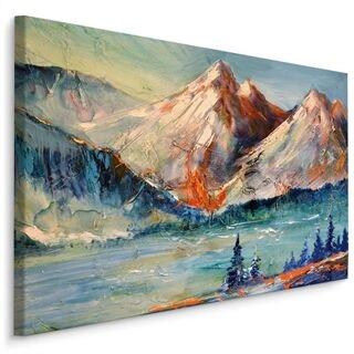 Lærred Et Abstrakt Maleri Af Bjergene