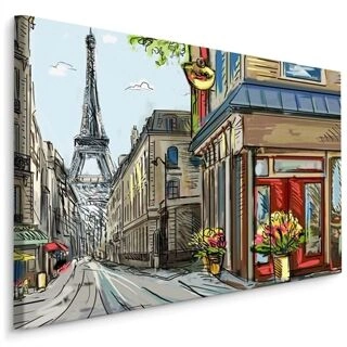 Lærred Paris Gader Som En Tegneserie