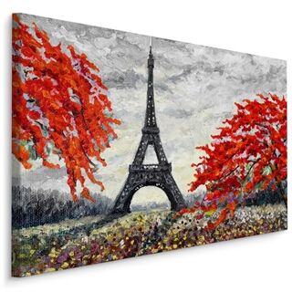 Lærred Eiffeltårnet Mellem Farverige Træer