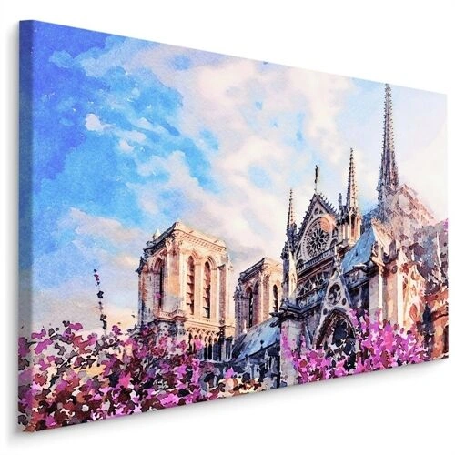 Lærred Notre Dame Katedral Blandt Blomster