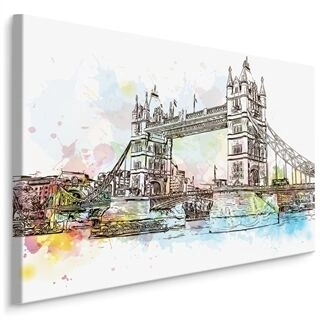 Lærred Tower Bridge Malet Med Akvarel