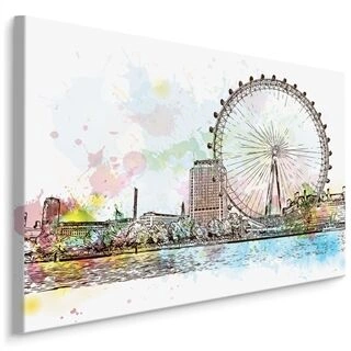 Lærred London Eye Malet Med Akvarel