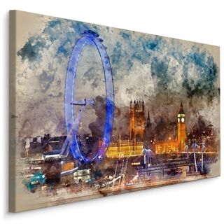 Lærred Panorama Over London Malet Med Akvareller