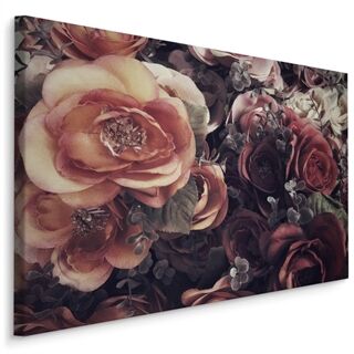 Canvas print Colourful roses and leaves in vintage style LB-1334-C