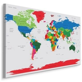 Lærred Farverigt Verdenspolitisk Kort