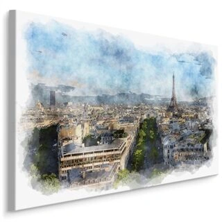Lærred Panorama Af Paris - Akvarel
