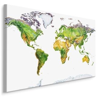 Lærred Fysisk Kort Over Verden
