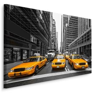 Lærred Yellow Cabs I Centrum Af New York