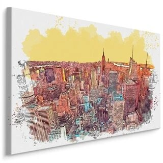 Lærred Farverige New York Skyskrabere Som Malet