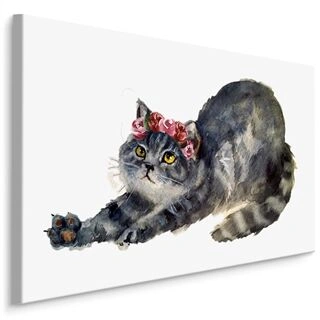 Lærred Stretching Kat Malet Med Akvarel