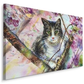 Canvas print Cat in a flowering garden LB-1459-C