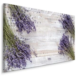 Lærred Lavendel Blomster På Baggrund Af Træplader