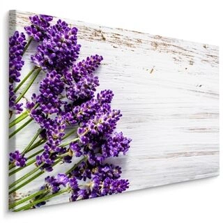 Lærred Lavendel Blomster På En Træ Baggrund