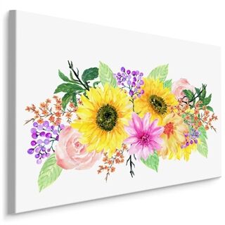 Lærred En Blomstersammensætning, Som Var Malet Med Akvarel