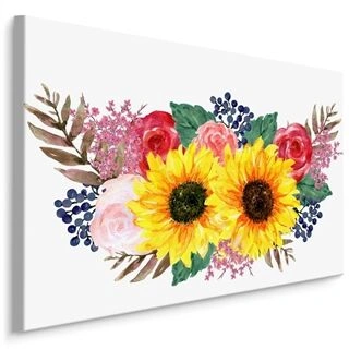 Lærred En Blomsterkomposition Malet Med Akvareller