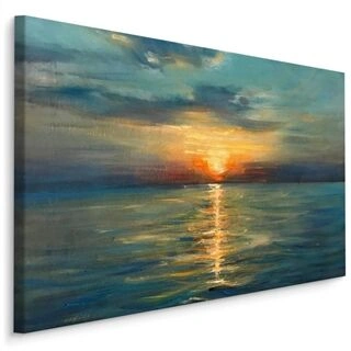 Lærred Malerisk Solnedgang Ved Havet