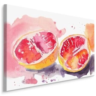 Lærred Grapefrugt Malet Med Akvarel