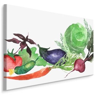 Lærred Friske Grøntsager Malet Med Akvarel