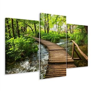 Multipart Canvas print Wooden bridge in a forest LBS-1965-C3X2-1