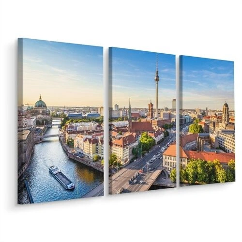 Flerdelt lærred Floden Spree Og En Panoramaudsigt Over Berlin