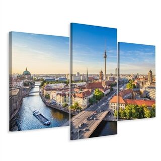 Flerdelt lærred Floden Spree Og En Panoramaudsigt Over Berlin