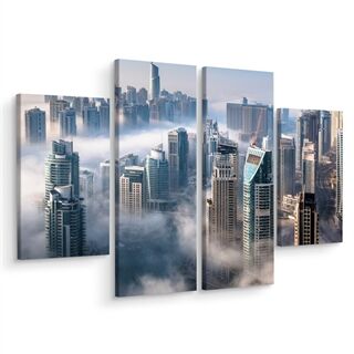 Flerdelt lærred Dubai By Panorama I Tågen