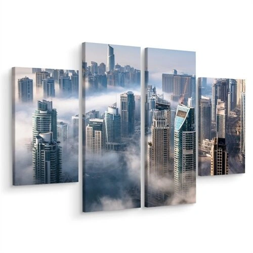 Flerdelt lærred Dubai By Panorama I Tågen