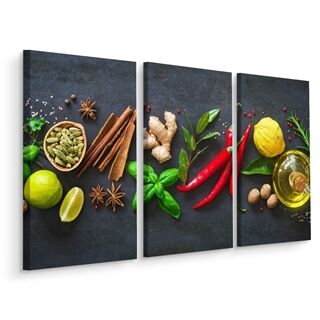Multipart Canvas print Fresh aromatic spices LBS-3050-C3X1-1